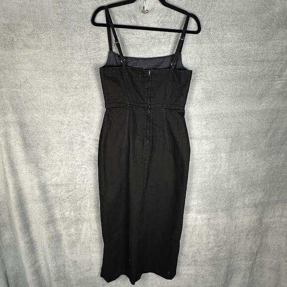 Reformation Jeans Dress Womens 6 Black Grazia Denim Midi Sleeveless Party Sexy - Picture 7 of 15